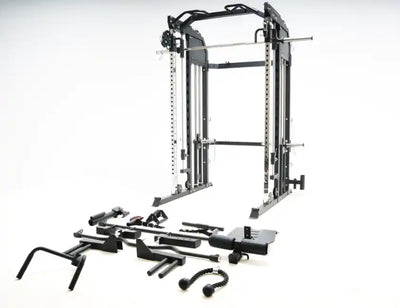 JACKED UP POWER RACK ALL-IN-ONE FUNCTIONAL TRAINER CABLE CROSSOVER CAGE HOME GYM W/ SMITH MACHINE